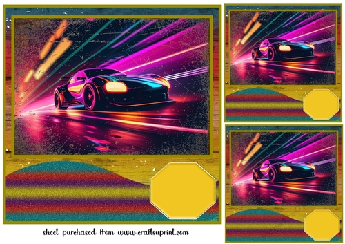 3 Rainbow car card card front/toppers 6