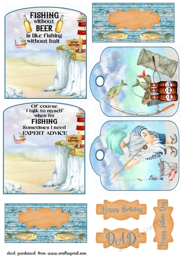 2 Fishing themed pocket tag toppers 1