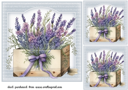 3 Wooden box of lavender card fronts/toppers 4