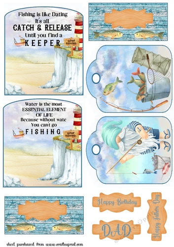 2 Fishing themed pocket tag toppers 2