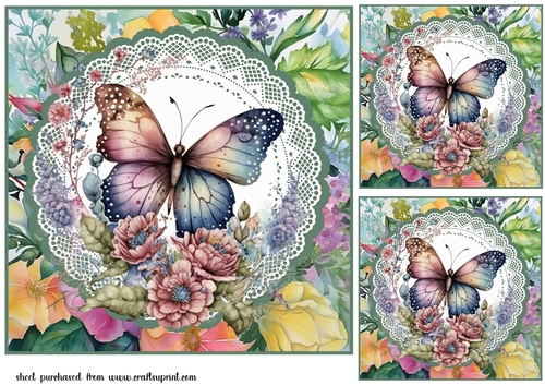 3 Multi floral butterfly card fronts/toppers