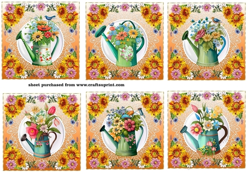 6 Floral watering can toppers