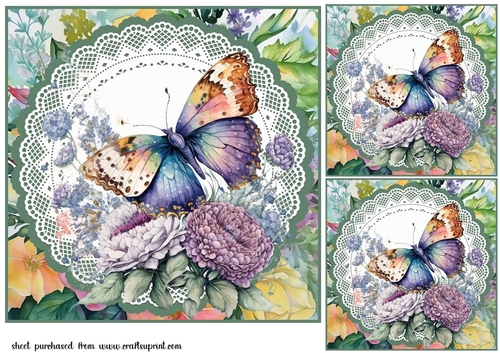 3 Multi floral butterfly card fronts/toppers 2