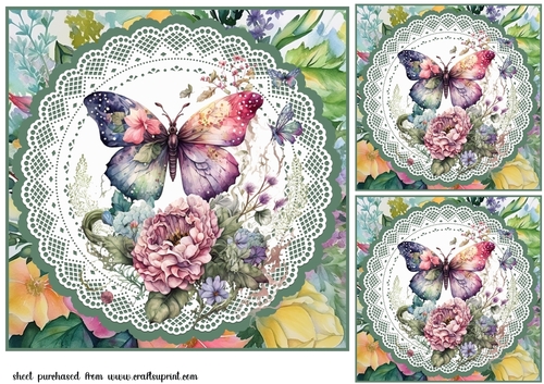 3 Multi floral butterfly card fronts/toppers 3