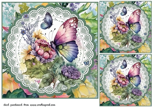 3 Multi floral butterfly card fronts/toppers 5
