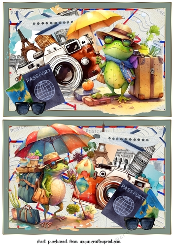 2 Froggies trip across the pond card fronts/toppers 2