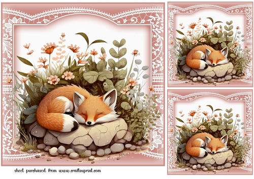 3 The sleepy fox card fronts/toppers