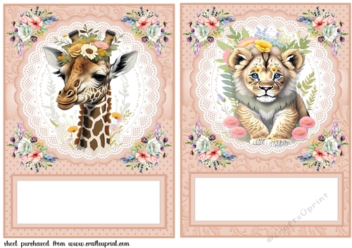 2 Floral animal card fronts/toppers 1