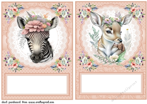 2 Floral animal card fronts/toppers 2