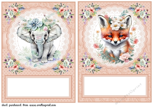 2 Floral animal card fronts/toppers 3