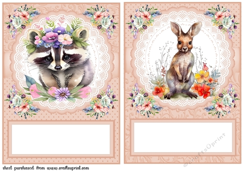 2 Floral animal card fronts/toppers 4