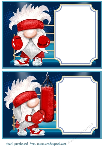 2 Boxing gnome card fronts/toppers