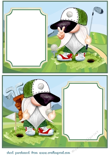 2 Golfer gnome card fronts/toppers 2
