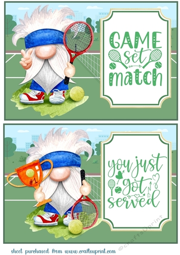 2 Tennis gnome card fronts/toppers 1