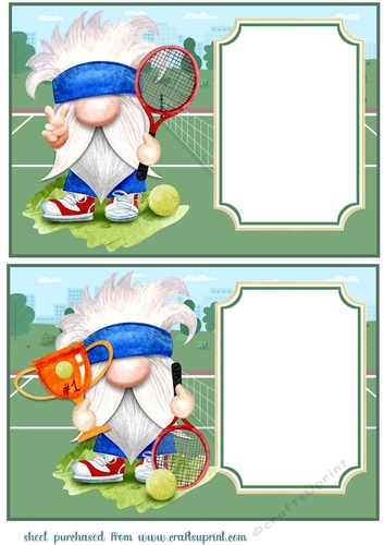 2 Tennis gnome card fronts/toppers 2