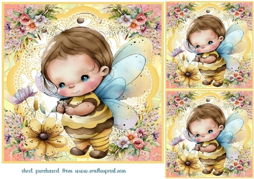 3 Baby bee card fronts/toppers 1