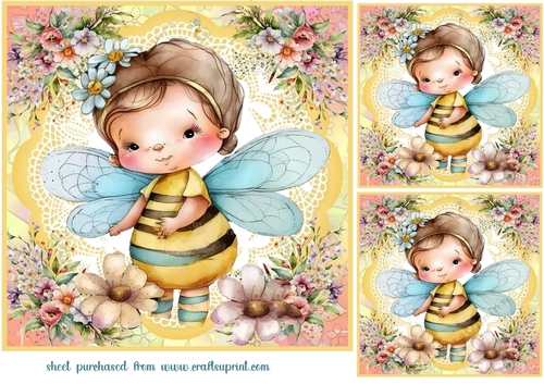 3 Baby bee card fronts/toppers 2