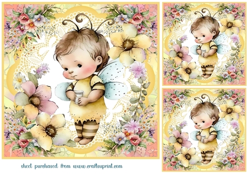 3 Baby bee card fronts/toppers 3
