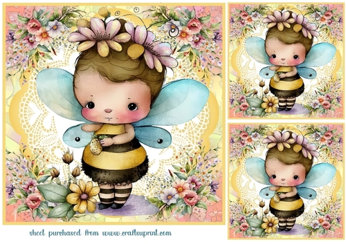 3 Baby bee card fronts/toppers 6