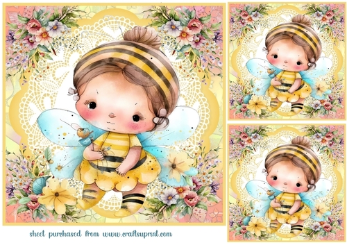 3 Baby bee card fronts/toppers 7