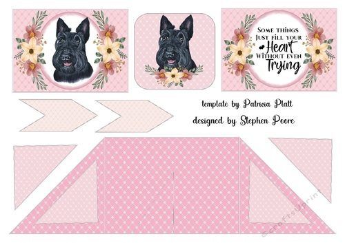 Pink floral dog criss cross card 1