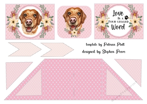 Pink floral dog criss cross card 2