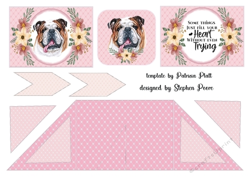 Pink floral dog criss cross card 8