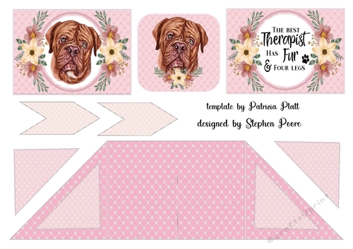 Pink floral dog criss cross card 9