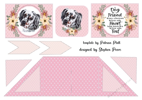 Pink floral dog criss cross card 10