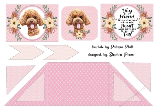Pink floral dog criss cross card 11