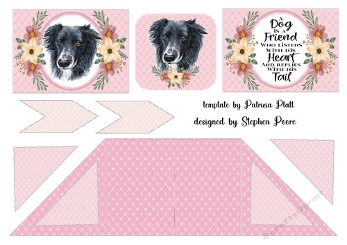 Pink floral dog criss cross card 12