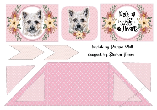 Pink floral dog criss cross card 14