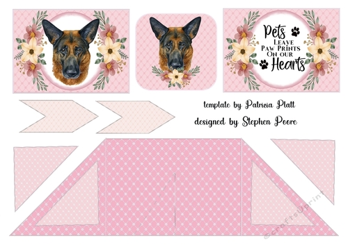 Pink floral dog criss cross card 15
