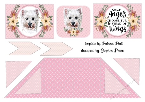 Pink floral dog criss cross card 16