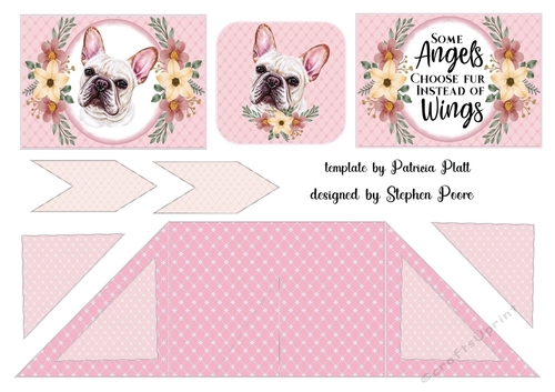 Pink floral dog criss cross card 17