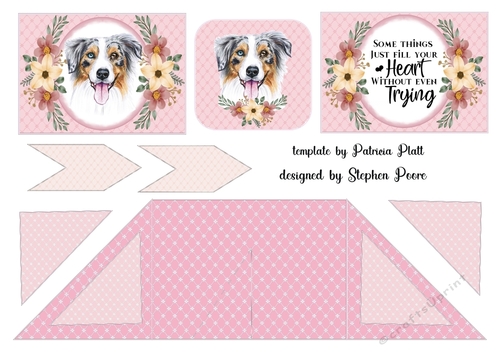 Pink floral dog criss cross card 19
