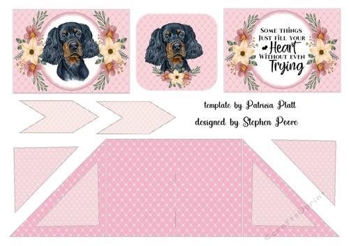 Pink floral dog criss cross card 20