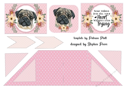 Pink floral dog criss cross card 21