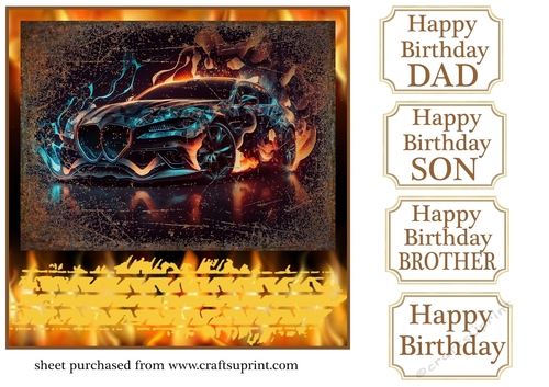 This cars on fire Birthday card front 3