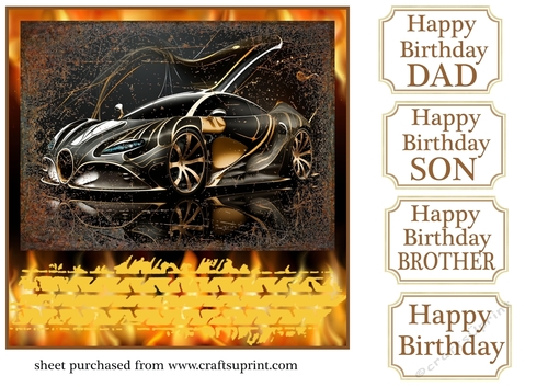This cars on fire Birthday card front 4