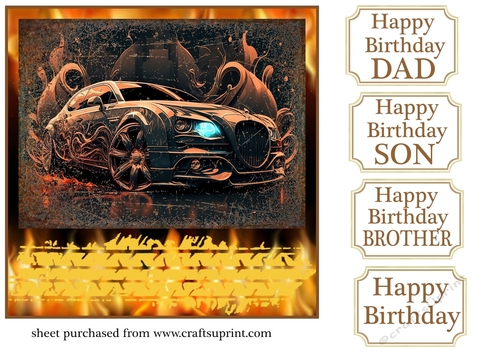 This cars on fire Birthday card front 5