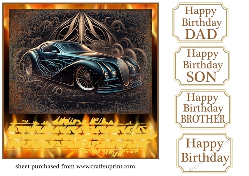 This cars on fire Birthday card front 6