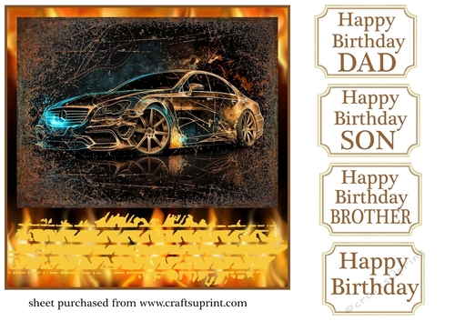 This cars on fire Birthday card front 7