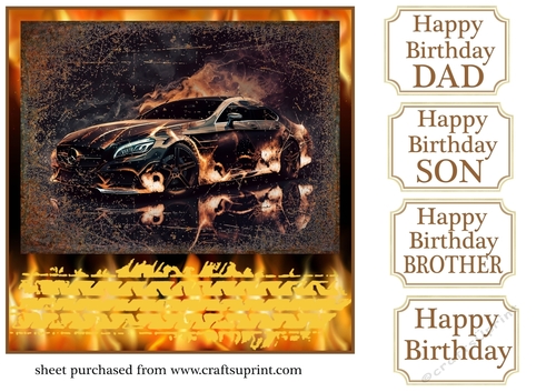 This cars on fire Birthday card front 8
