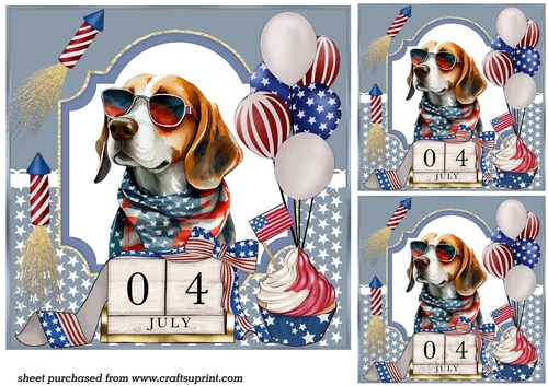 3 4th of July pup card fronts/toppers