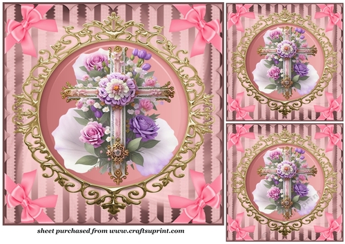 3 Floral cross card fronts/toppers 6