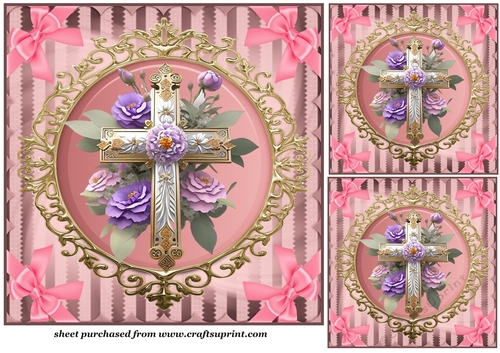 3 Floral cross card fronts/toppers 8
