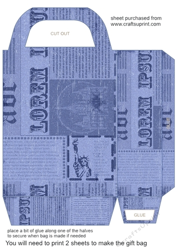 Blue denim word art gift bag 2