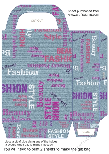 Blue denim word art gift bag 4