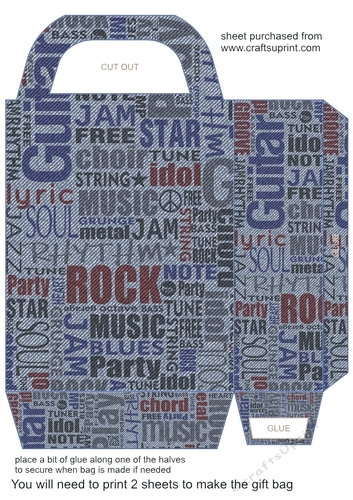 Blue denim word art gift bag 6